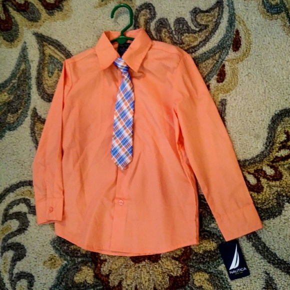Other - Nautica boys orange dress shirt and tie